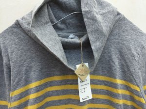 画像2: 60%off NATURAL LAUNDRY ネップパネルボーダーオフハイネック  92;グレー×イエロー サイズ2 (2)