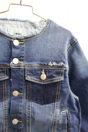 画像2: SALE 　by LOVEIT　ノーカラーデニムJK　50；コン (2)
