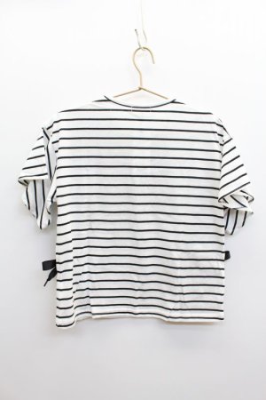 画像4: SALE LOVEtoxic ラブトキシック 裾レースアップ ボーダー半袖Tシャツ  91;ホワイト?ブラック   (4)