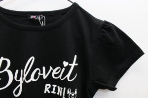 画像3: SALE  by LOVEiT  【リンちゃんコラボ】　裾レースアップTシャツ　　80；クロ (3)