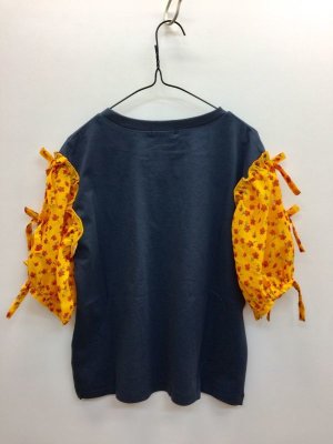 画像3: SALE  by LOVEiT　袖リボン半袖Tシャツ　50；ネイビー (3)
