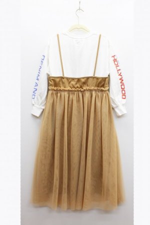 画像4: 50%off DD&HOLLYWOOD  ビンテージテンジク レイヤード OP (ヒザ下丈) 16;ベージュ (4)