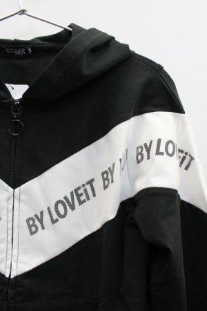 画像2: SALE　春夏　by LOVEiT 　V切替えパーカー　　80；クロ (2)