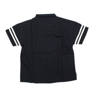 画像3: GLAZOS  　　オープンカラー袖ライン半袖Tシャツ　　80；クロ (3)