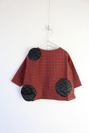 画像1: 50％off 　フランキーグロウ　UNEVEN BEAR QUILTING DOT CHECK TOPS　カラー；RED CK-BK (1)