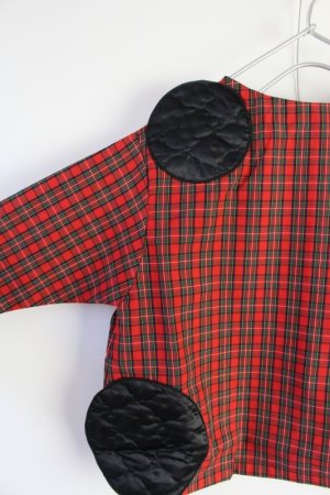 画像2: 50%off  フランキーグロウ UNEVEN BEAR QUILTING DOT CHECK TOPS カラー;RED CK-BK (2)
