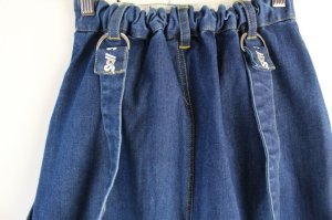 画像4: 50%off 2020秋冬 by LOVEiT  裏起毛デニム サス付きセミロングスカート 50;コン (4)