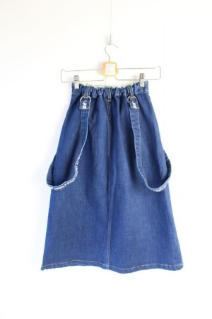 画像3: 50%off 2020秋冬 by LOVEiT  裏起毛デニム サス付きセミロングスカート 50;コン (3)