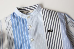 画像2: 40%off 2021春夏FITH スタンドカラー BIG L/Sシャツ  14;ブルー  (2)