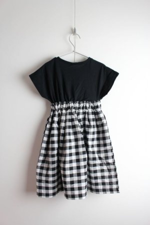 画像3: b.ROOM　　ギンガムチェックドッキングワンピース　80；クロ (3)