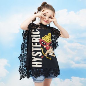 画像2: 50%OFF春夏　HYS　MINI　　　LITTLE ANGELレース付きTシャツ　　10；ブラック　　　サイズS (2)