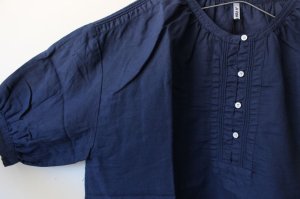 画像2: 30%off A View From Here   COTTON/LINEN*INDIGO DYE　HENRY NECK BLOUSES 　　B.ONE WASH (2)