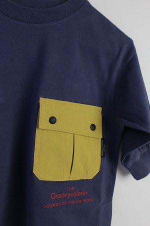 画像2: 40%off 2021秋冬 グルービーカラーズ  テンジク POCKET L/S BIG TEE 4;紺 (2)