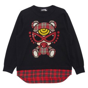 画像1: ★SALE　HYS　MINI　TEDDY MINI重ね着風長袖Tシャツ　　10；ブラック (1)