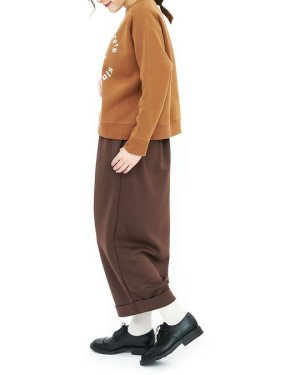 画像6: 30%off LILOU＋LILY　ソフトストレッチダブルニット ドロストワイドパンツ  　カラー；ベージュ (6)