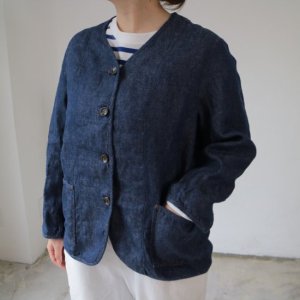 画像4: 40%off YARRA 　　LINEN100シングルデニムジャケット　54；インディゴ (4)