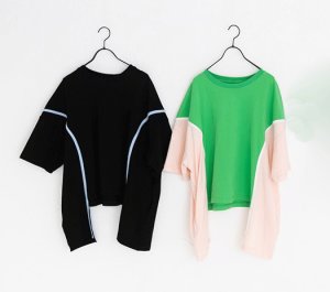 画像1: 30%off UJU(ウジュ)/Geewhiz(ジーウィズ)　PIPING/Tシャツ　ブラック・グリーン (1)