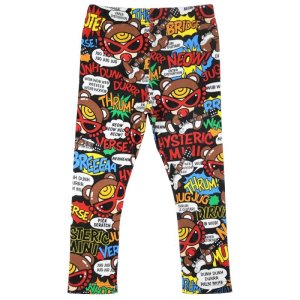 画像2: 30%off Hystericmini　　TEDDY ROCKS総柄7分丈レギンス　　14；ブラック系 (2)