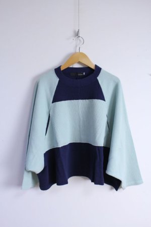 画像1: 40%off nunuforme  ワイドショートT　　Navy*LightBlue (1)