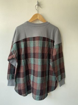 画像3: 40%off 2022秋冬　FITH	   オーストラリアウラケ×チェック キリカエ スウェット　３；グレー (3)