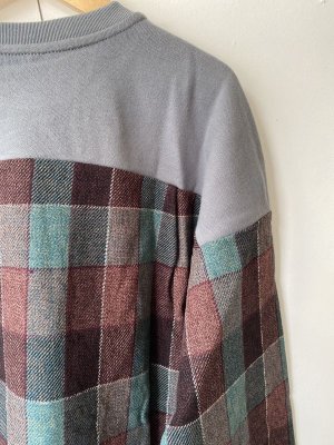 画像4: 40%off 2022秋冬　FITH	   オーストラリアウラケ×チェック キリカエ スウェット　３；グレー (4)