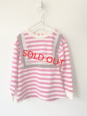 画像1: 50%off 2022秋冬GTH  	  ビンテーシボーダーテンジク　スクウエア TEE　6；ピンク　　サイズ；110 (1)