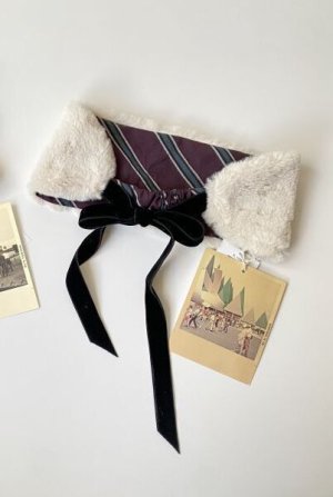 画像2: 50%off 2022秋冬GTH 	エコファー　リボン　ヘアバンド　11；生成　サイズ；M (2)