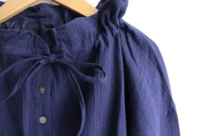 画像2: 40%off YARRA 　　綿麻ネップブラウス　55；ネイビー (2)