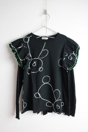 画像1: 　40%off  フランキーグロウ　BEAR DOUBLE FRILL LAYERED TEE   カラー；BLACK (1)