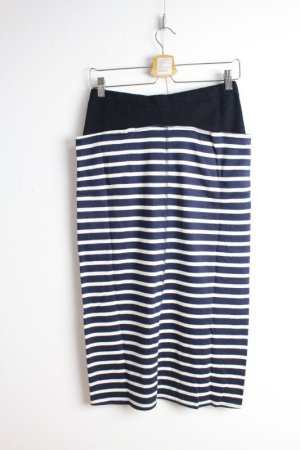 画像4: 40%off 2023SS セビアンフェ  20/2 ボーダー スカート 78;NAVY  サイズ;1 (4)