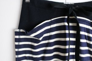 画像2: 40%off 2023SS セビアンフェ  20/2 ボーダー スカート 78;NAVY  サイズ;1 (2)