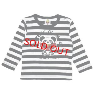 画像1: 2023春夏　MY FIRST HYSTERIC　PANDA MINI刺繍 ボーダー長袖Tシャツ　14；ブラック*ホワイト (1)