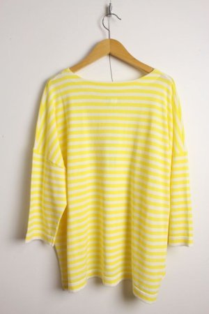 画像4: 30%off 2023SS　NATURAL LAUNDRY　コットンボーダーラフプルオーバー　212；イエロー　サイズ；2 (4)