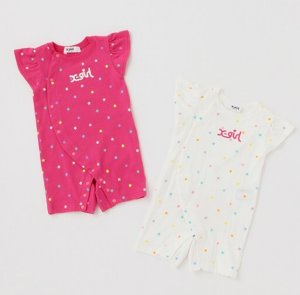 画像1: 30%off X-girl kids 　星総柄フリルカバーオール　　サイズ；50‐70cm (1)