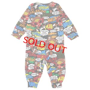 画像2: MY FIRST HYSTERIC　[BLACK LABEL]TEDDY ROCKS総柄 長袖カバーオール　14；ブラック系　サイズ:F(70-80) (2)