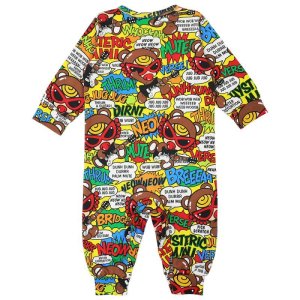 画像2: 2023春夏　MY FIRST HYSTERIC　[BLACK LABEL]TEDDY ROCKS総柄 長袖カバーオール　64；イエロー系　サイズ:F(70-80) (2)