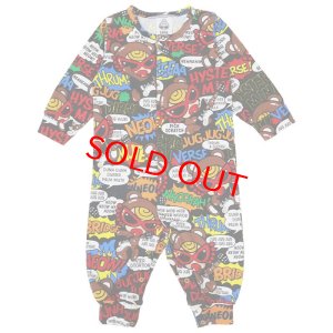 画像1: MY FIRST HYSTERIC　[BLACK LABEL]TEDDY ROCKS総柄 長袖カバーオール　14；ブラック系　サイズ:F(70-80) (1)