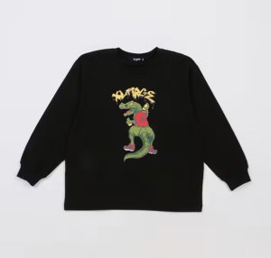 画像1: 30%off XLARGE KIDS キョウリュウモチーフ長袖Tシャツ　　80；クロ (1)