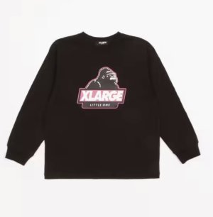 画像1: 30%off XLARGE KIDS 　スランテッドゴリラ長袖Tシャツ　80；黒 (1)