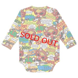 画像2: 　MY FIRST HYSTERIC　　TEDDY ROCKS総柄 長袖ロンパース　　サイズ:80   64：イエロー系 (2)