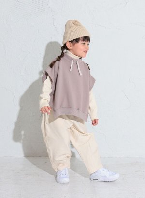 画像3: OCEAN&GROUND  モックネックワイドスウェットベスト  カラー;グレージュ (3)