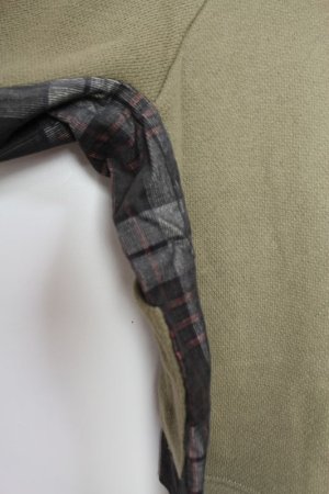 画像2: 40%off 2023秋冬 FITH   ローゲージウラケ チェックキリカエ L/S スウェット  9;カーキ (2)