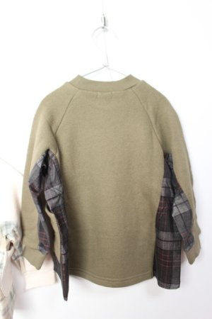 画像3: 40%off 2023秋冬 FITH   ローゲージウラケ チェックキリカエ L/S スウェット  9;カーキ (3)