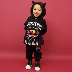 画像4: MY FIRST HYSTERIC　DEVILKIN ベア裏毛 刺繍パーカー   10；ブラック (4)