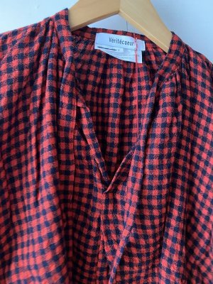 画像2: 30%off  VC    リネンウールチェックブラウス　　カラー:RED×NAVY  サイズ:FREE (2)