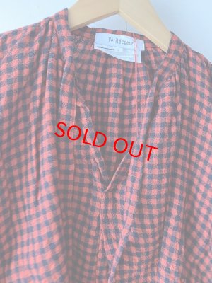 画像2: 30%off  VC    リネンウールチェックブラウス　　カラー:RED×NAVY  サイズ:FREE (2)