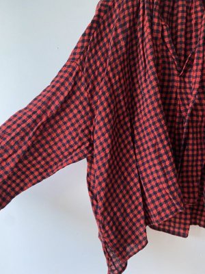 画像4: 30%off  VC    リネンウールチェックブラウス　　カラー:RED×NAVY  サイズ:FREE (4)