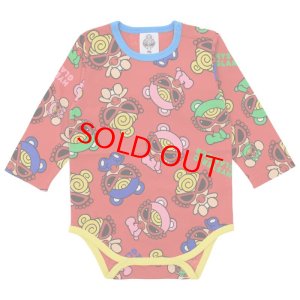 画像1: MY FIRST HYSTERIC　[BLACK LABEL]MINI&TEDDY総柄 長袖ロンパース　　24；レッド系　サイズ；80cm (1)