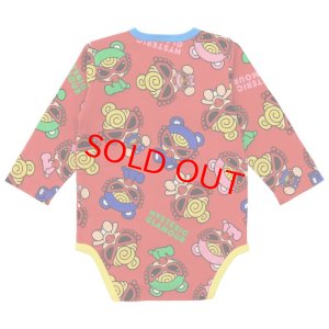 画像2: MY FIRST HYSTERIC　[BLACK LABEL]MINI&TEDDY総柄 長袖ロンパース　　24；レッド系　サイズ；80cm (2)