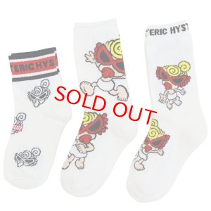 画像1: Hystericmini　STANDARD MINI&BOX LOGO 3Pソックス　　00:ホワイト (1)